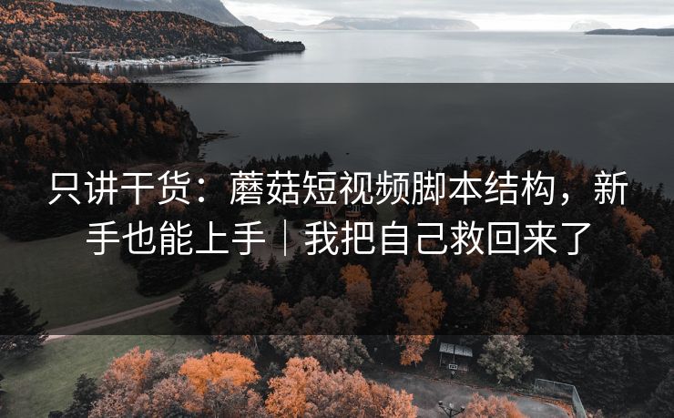 只讲干货：蘑菇短视频脚本结构，新手也能上手｜我把自己救回来了
