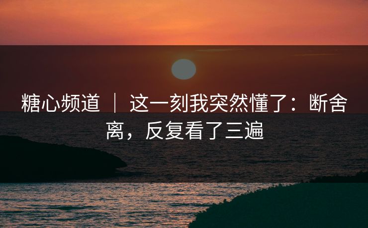 糖心频道 ｜ 这一刻我突然懂了：断舍离，反复看了三遍