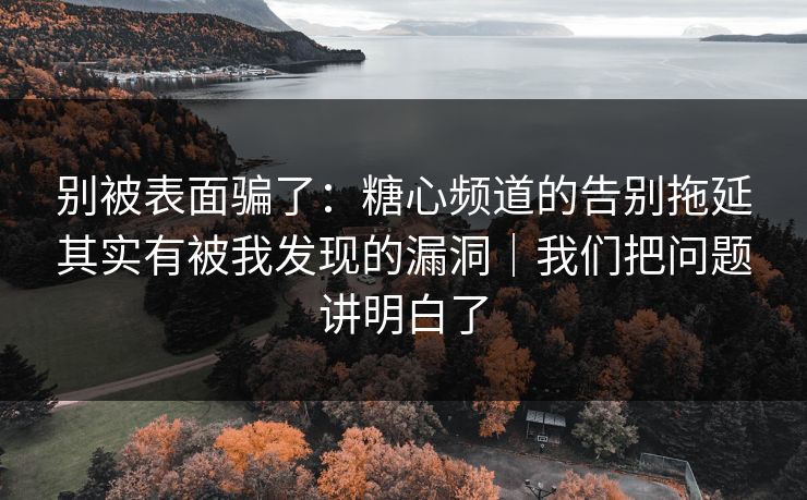 别被表面骗了：糖心频道的告别拖延其实有被我发现的漏洞｜我们把问题讲明白了