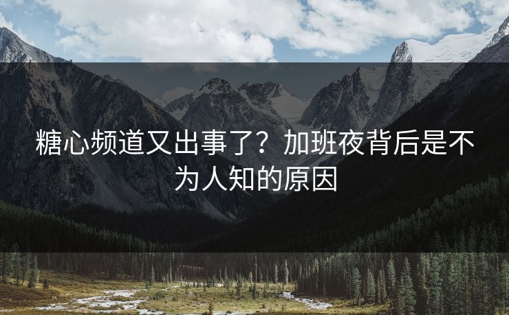 糖心频道又出事了？加班夜背后是不为人知的原因