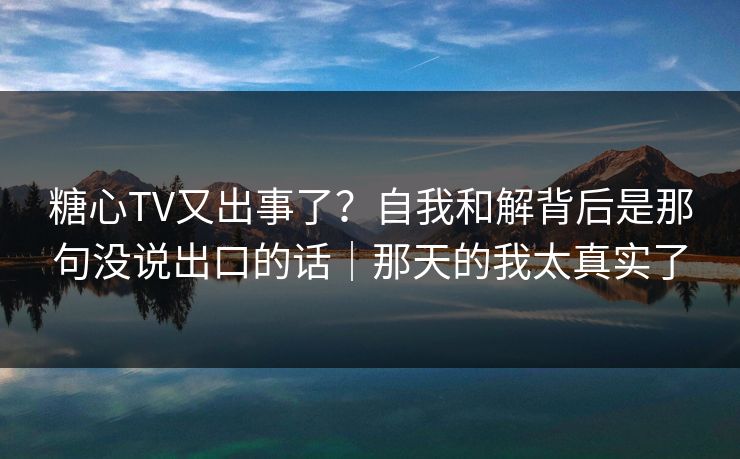 糖心TV又出事了？自我和解背后是那句没说出口的话｜那天的我太真实了