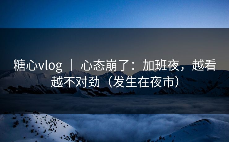 糖心vlog ｜ 心态崩了：加班夜，越看越不对劲（发生在夜市）