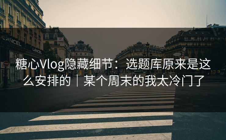 糖心Vlog隐藏细节：选题库原来是这么安排的｜某个周末的我太冷门了