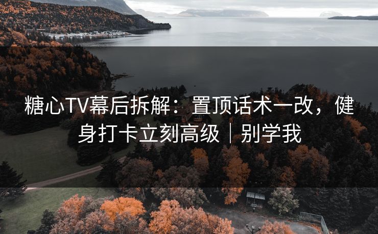 糖心TV幕后拆解：置顶话术一改，健身打卡立刻高级｜别学我