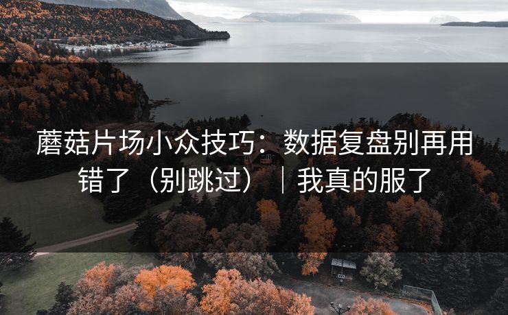 蘑菇片场小众技巧：数据复盘别再用错了（别跳过）｜我真的服了