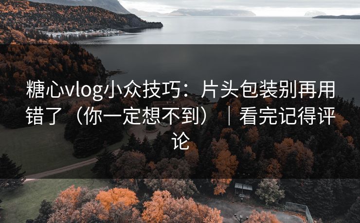 糖心vlog小众技巧：片头包装别再用错了（你一定想不到）｜看完记得评论