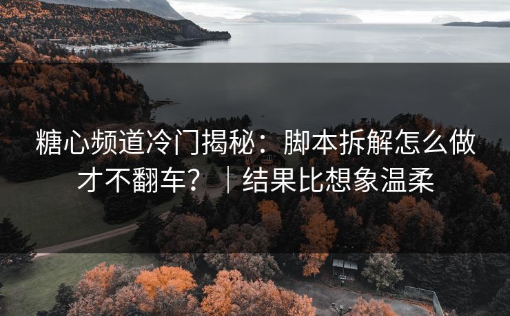 糖心频道冷门揭秘：脚本拆解怎么做才不翻车？｜结果比想象温柔