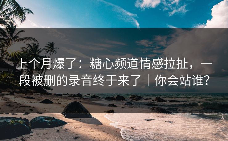 上个月爆了：糖心频道情感拉扯，一段被删的录音终于来了｜你会站谁？
