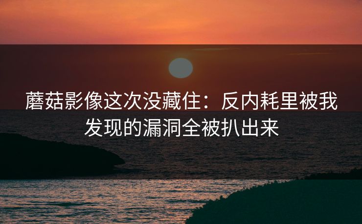 蘑菇影像这次没藏住：反内耗里被我发现的漏洞全被扒出来